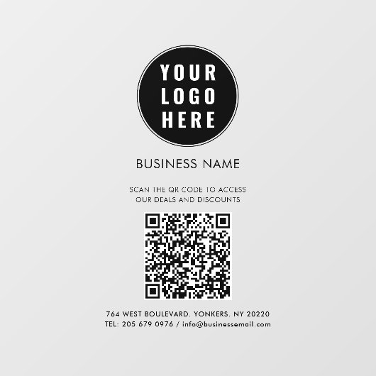 Business Logo and QR Code Custom Fensteraufkleber (Blatt)