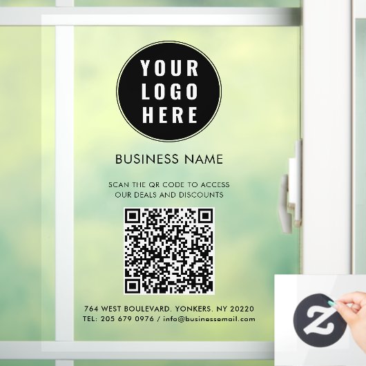 Business Logo and QR Code Custom Fensteraufkleber (Zuhause)