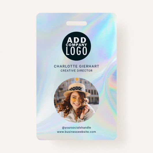 Business Logo and QR Code Employees Photo ID Ausweis (Vorderseite)