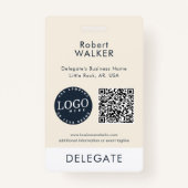 Business Logo and QR Code Event Attendee Custom ID Ausweis (Vorderseite)