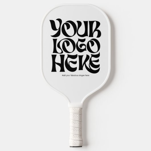 Business Logo and Text Simple White Pickleball Schläger (Vorderseite)