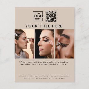 Business-Logo Beige Beauty Salon 3 Fotos QR-Code Flyer