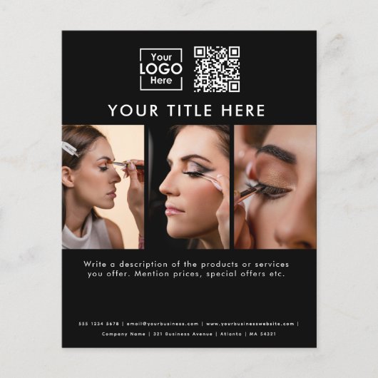 Business-Logo Black Beauty Salon 3 Fotos QR-Code Flyer (Vorne)