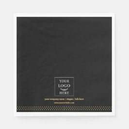 Business Logo Black Gold Dots Branded Serviette