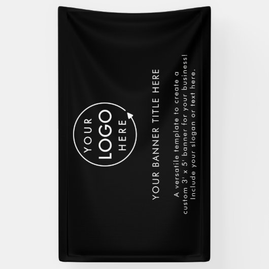 Business Logo | Black Modern Professional 5' Banner (Vertikal)