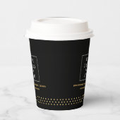 Business Logo Branded Paper Cup Black Gold Dots Pappbecher (Links)