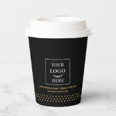 Business Logo Branded Paper Cup Black Gold Dots Pappbecher (Rückseite)