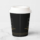 Business Logo Branded Paper Cup Black Gold Dots Pappbecher (Rechts)