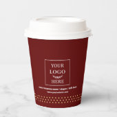 Business Logo Branded Paper Cup Burgundy Gold Dots Pappbecher (Vorderseite)