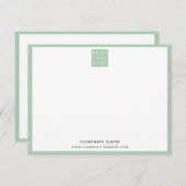 Business Logo Company Name Green Border Mitteilungskarte (Vorne/Hinten)