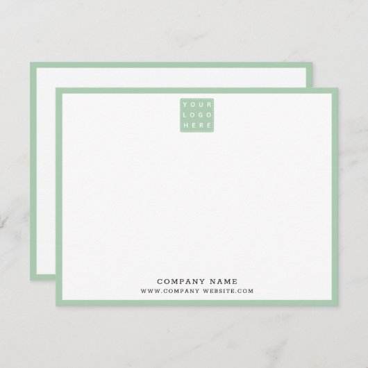 Business Logo Company Name Green Border Mitteilungskarte (Vorne/Hinten)