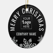 Business Logo Company Name Snowflake Christmas Keramik Ornament (Links)