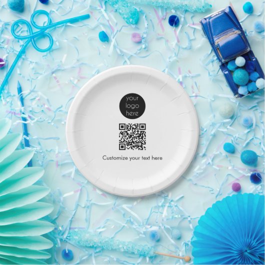 Business Logo Company Promotional QR Code Text Pappteller (Party)