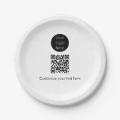 Business Logo Company Promotional QR Code Text Pappteller (Vorderseite)