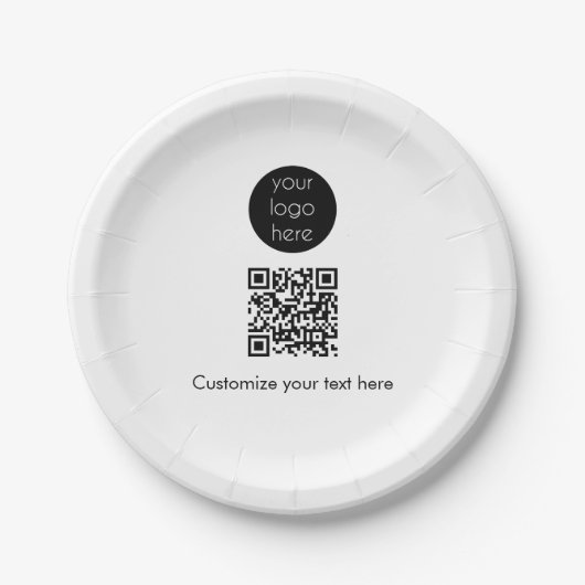 Business Logo Company Promotional QR Code Text Pappteller (Vorderseite)