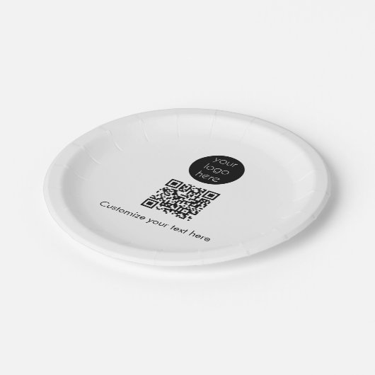 Business Logo Company Promotional QR Code Text Pappteller (Schrägansicht)