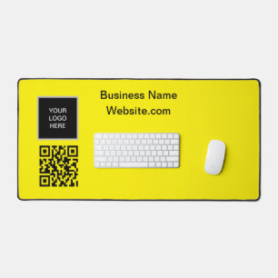 Business Logo Company Yellow QR Code Schreibtischunterlage