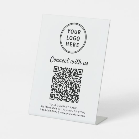 Business Logo Connect With Us Create Your QR Code Sockelschild (Vorderseite)