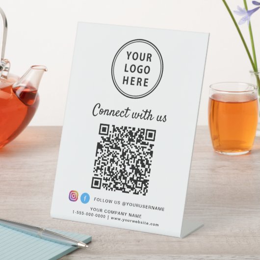 Business Logo Connect With Us Create Your QR Code Sockelschild (In Situ)