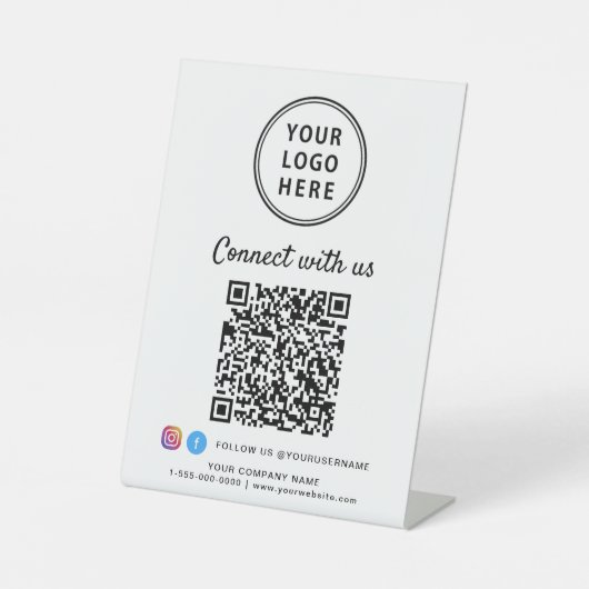 Business Logo Connect With Us Create Your QR Code Sockelschild (Vorderseite)