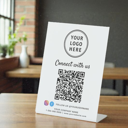 Business Logo Connect With Us Create Your QR Code Sockelschild