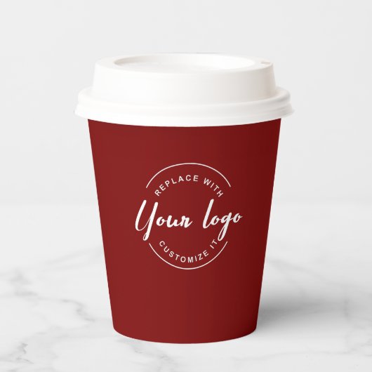 Business Logo Corporate Event Simple Red Custom Pappbecher (Vorderseite)