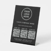 Business Logo Create 3 QR Codes Black Sockelschild (Vorderseite)