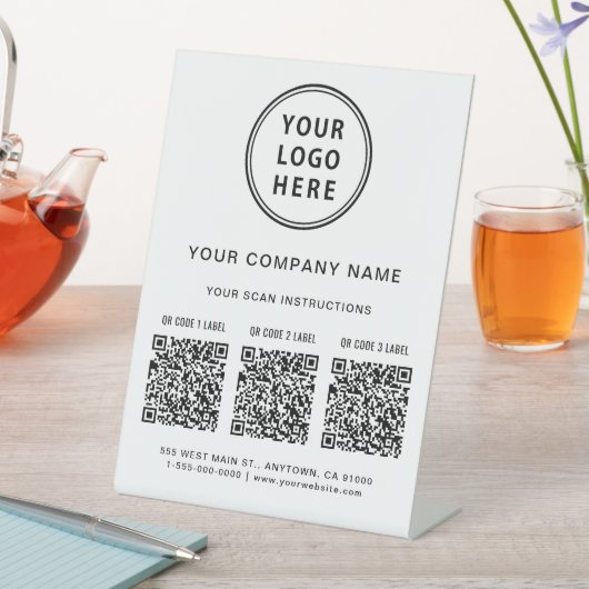 Business Logo Create 3 QR Codes Sockelschild (In Situ)