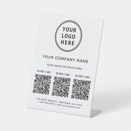 Business Logo Create 3 QR Codes Sockelschild (Vorderseite)