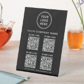 Business Logo Create Your 4 QR Codes Black Sockelschild (In Situ)