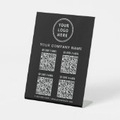 Business Logo Create Your 4 QR Codes Black Sockelschild (Vorderseite)