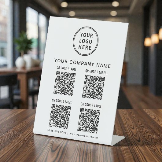 Business Logo Create Your 4 QR Codes Sockelschild