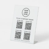 Business Logo Create Your 4 QR Codes Sockelschild (Vorderseite)