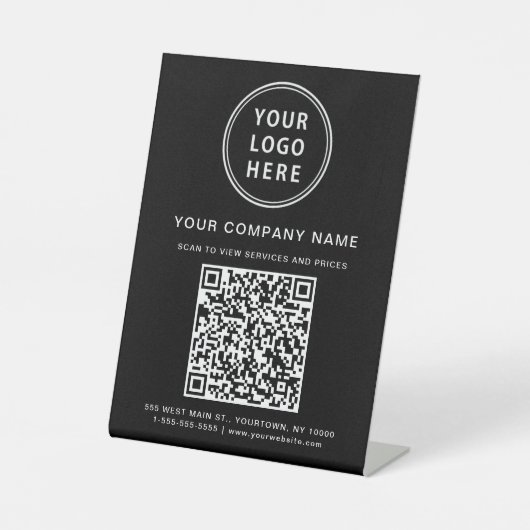 Business Logo Create Your QR Code Black Sockelschild (Vorderseite)