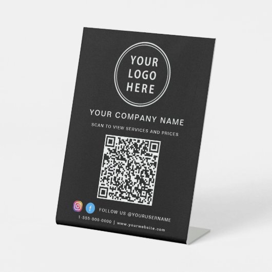 Business Logo Create Your QR Code Social Media Sockelschild (Vorderseite)