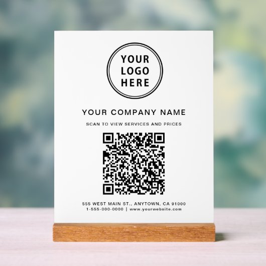 Business Logo Create Your QR Code White Acrylschild (Neutral)