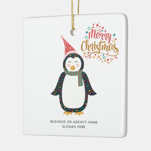 Business Logo Custom Name Christmas Holiday Keramikornament (Links)