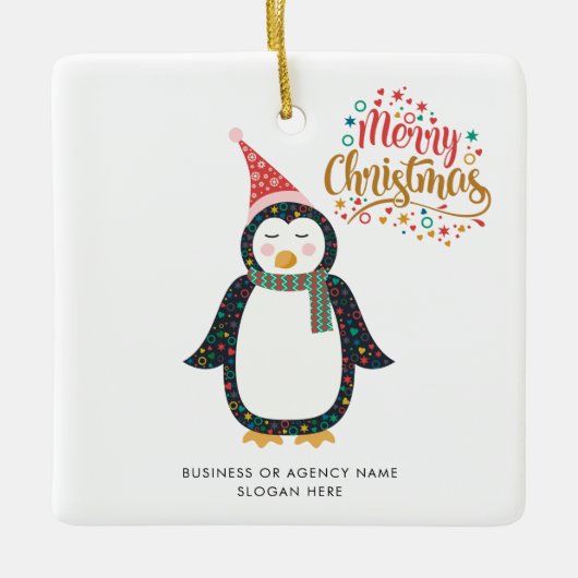 Business Logo Custom Name Christmas Holiday Keramikornament (Vorderseite)