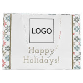 Business-Logo Elegant Poinsettia Motif Weihnachten Große Geschenktüte (Rückseite)