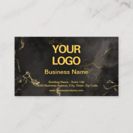 Business-Logo Elegante Schwarz-Gold-Marmor Visitenkarte
