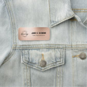 Business logo Employee Custom faux rose gold  Namensschild (Beispiel)
