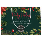 Business Logo Employees Christmas Holiday Custom Große Geschenktüte (Vorderseite)