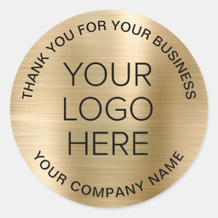 Business Logo Gold Vielen Dank Runder Aufkleber