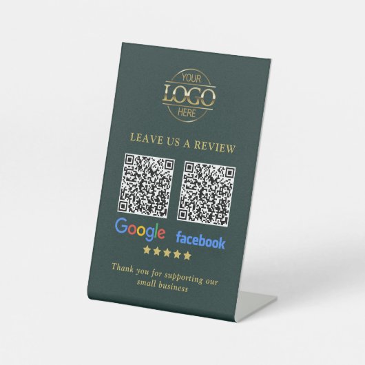 Business Logo Google & Facebook Reviews QR Code Sockelschild (Vorderseite)