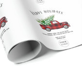 Business Logo Happy Holidays Red Kariert Truck Geschenkpapier (Rolleneckpunkt)