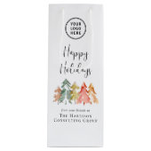 Business Logo Happy Holidays Weihnachten Geschenktüte Für Weinflaschen (Vorderseite)