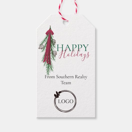 Business Logo Holiday Gift Tag Geschenkanhänger (Vorderseite)