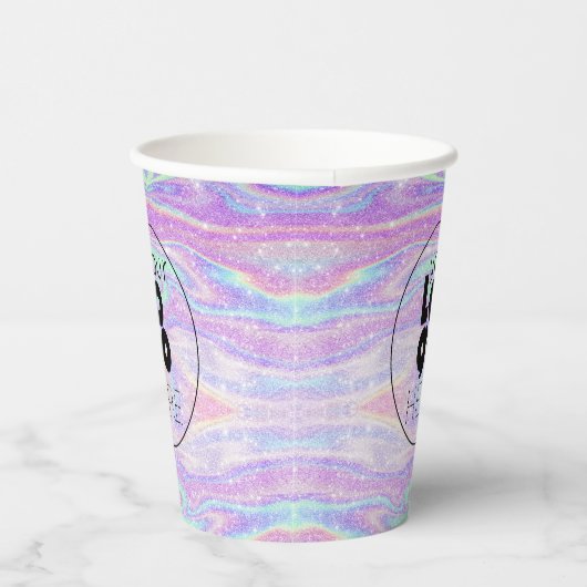 Business-Logo Iridescent Glitzer Paper Party Cups Pappbecher (Rechts)
