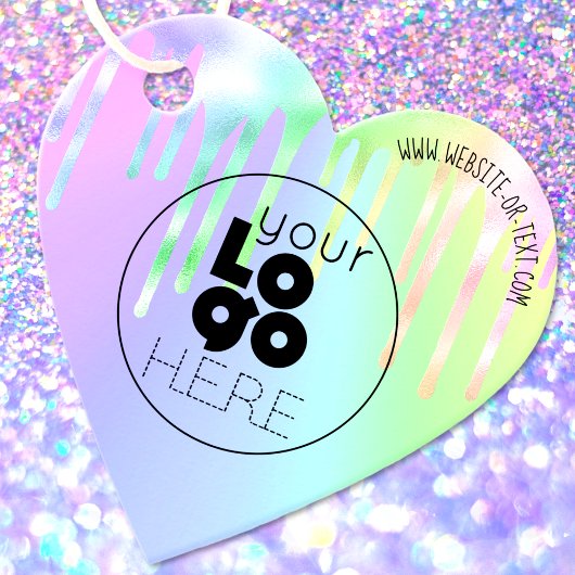 Business-Logo Iridescent Tropfen Herzform Hang-Tag Geschenkanhänger