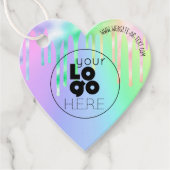 Business-Logo Iridescent Tropfen Herzform Hang-Tag Geschenkanhänger (Vorderseite)
